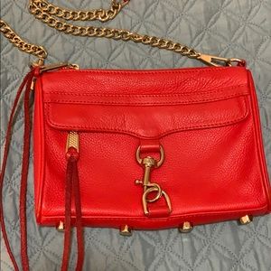 Rebecca Minkoff mini mac red and gold combination